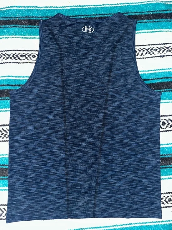 Under Armour Men's Fitted Stretchy Tank in Blue - Picture 4 of 5